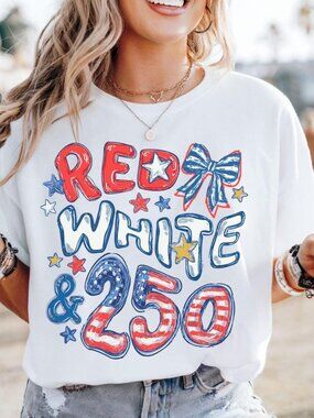 4th of July Shirt, 250th Anniversary T-shirt, Red White and 250 Tee